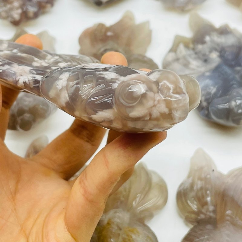 16 Pieces Sakura Flower Agate Beautiful Goldfish Carving -Wholesale Crystals