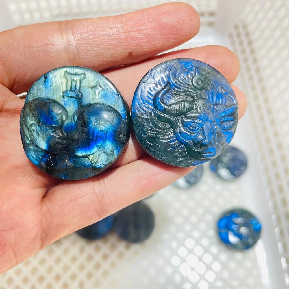 19 Pieces Labradorite Taurus & Gemini Carving -Wholesale Crystals