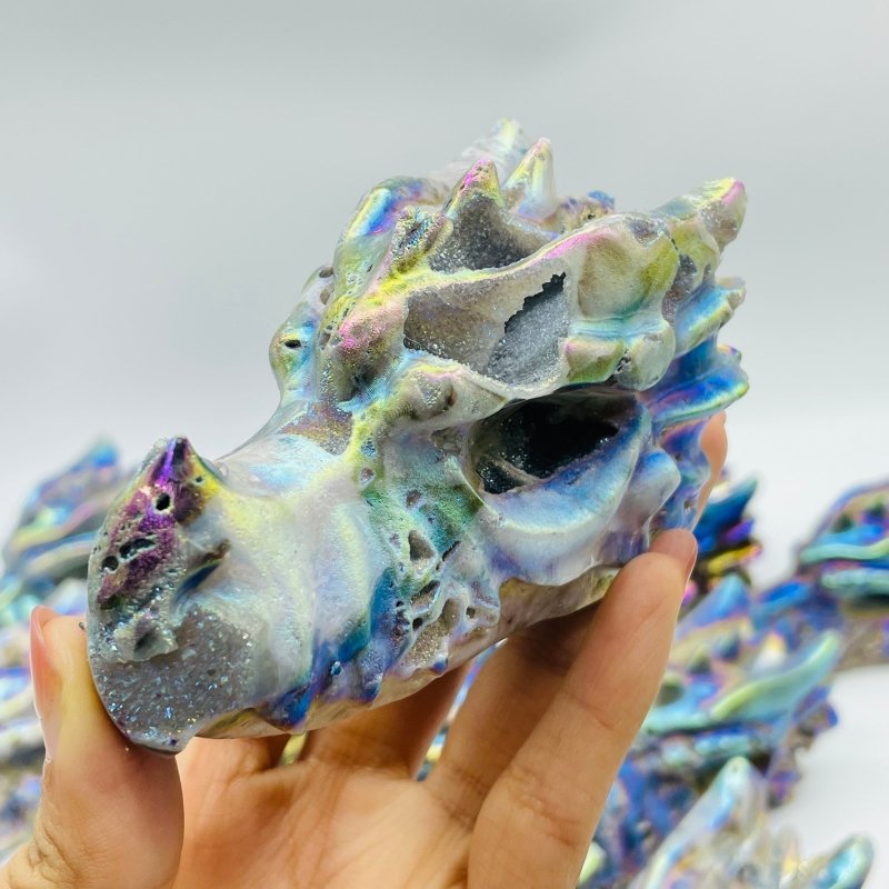 19 Pieces Large Aura Sphalerite Dragon Head Carving -Wholesale Crystals