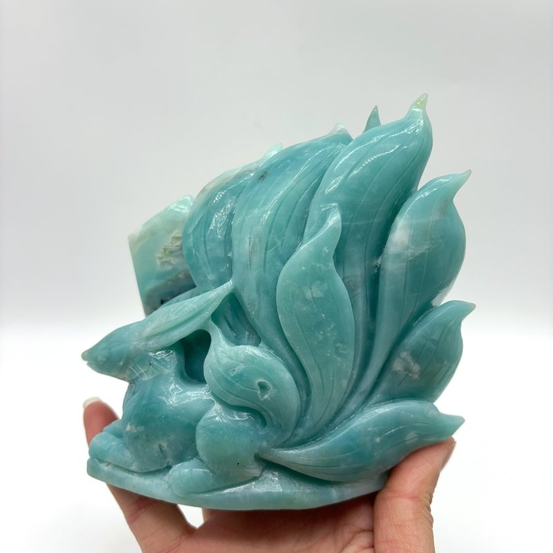 2 Pieces Caribbean Calcite Nine-tailed Fox Crystal Carving -Wholesale Crystals