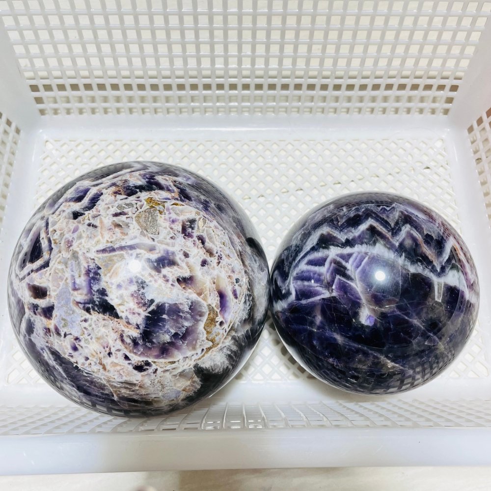 2 Pieces Large Chevron Amethyst Sphere -Wholesale Crystals