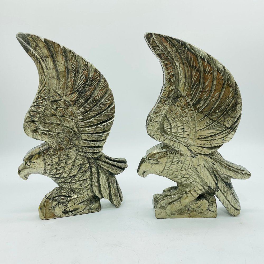 2 Pieces Pyrite Eagle Carving -Wholesale Crystals