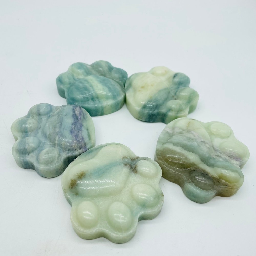 2 Types Large Cat Paws Moss Agate&Caribbean Calcite Carving Wholesale -Wholesale Crystals