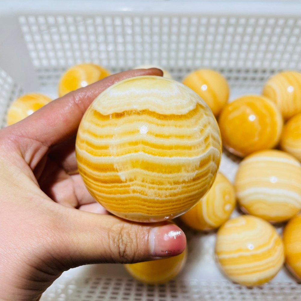 20 Pieces Large High Quality Yellow Calcite Spheres -Wholesale Crystals