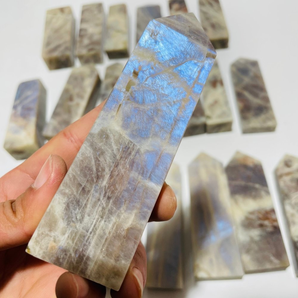 20 Pieces Large Sunstone Mixed Moonstone High Quality Four-Sided Points -Wholesale Crystals