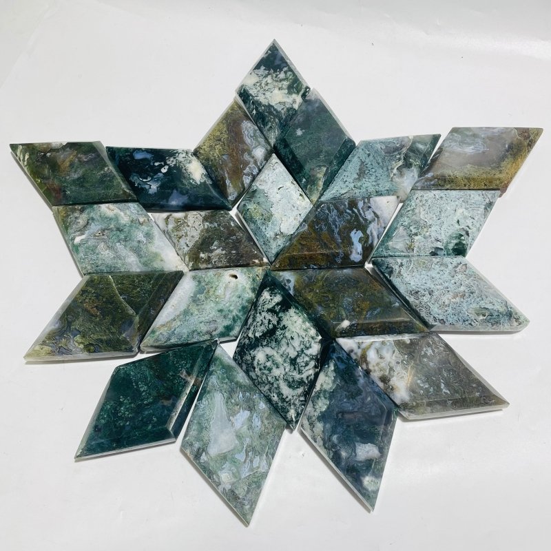 21 Pieces Large Moss Agate Rhombus Shaped -Wholesale Crystals
