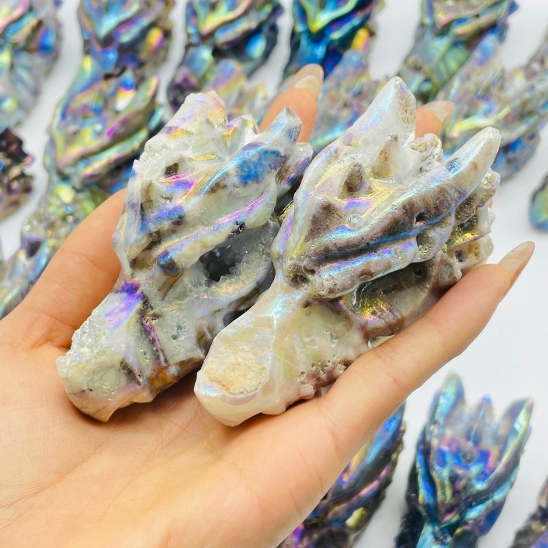 23 Pieces Large Aura Sphalerite Dragon Head Carving -Wholesale Crystals