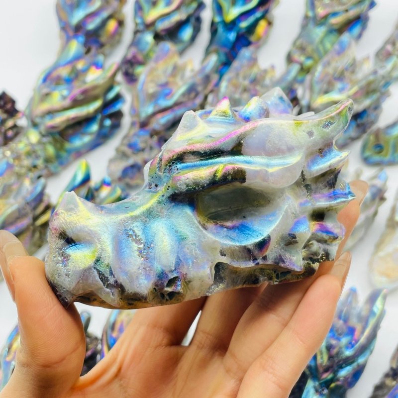 23 Pieces Large Aura Sphalerite Dragon Head Carving -Wholesale Crystals