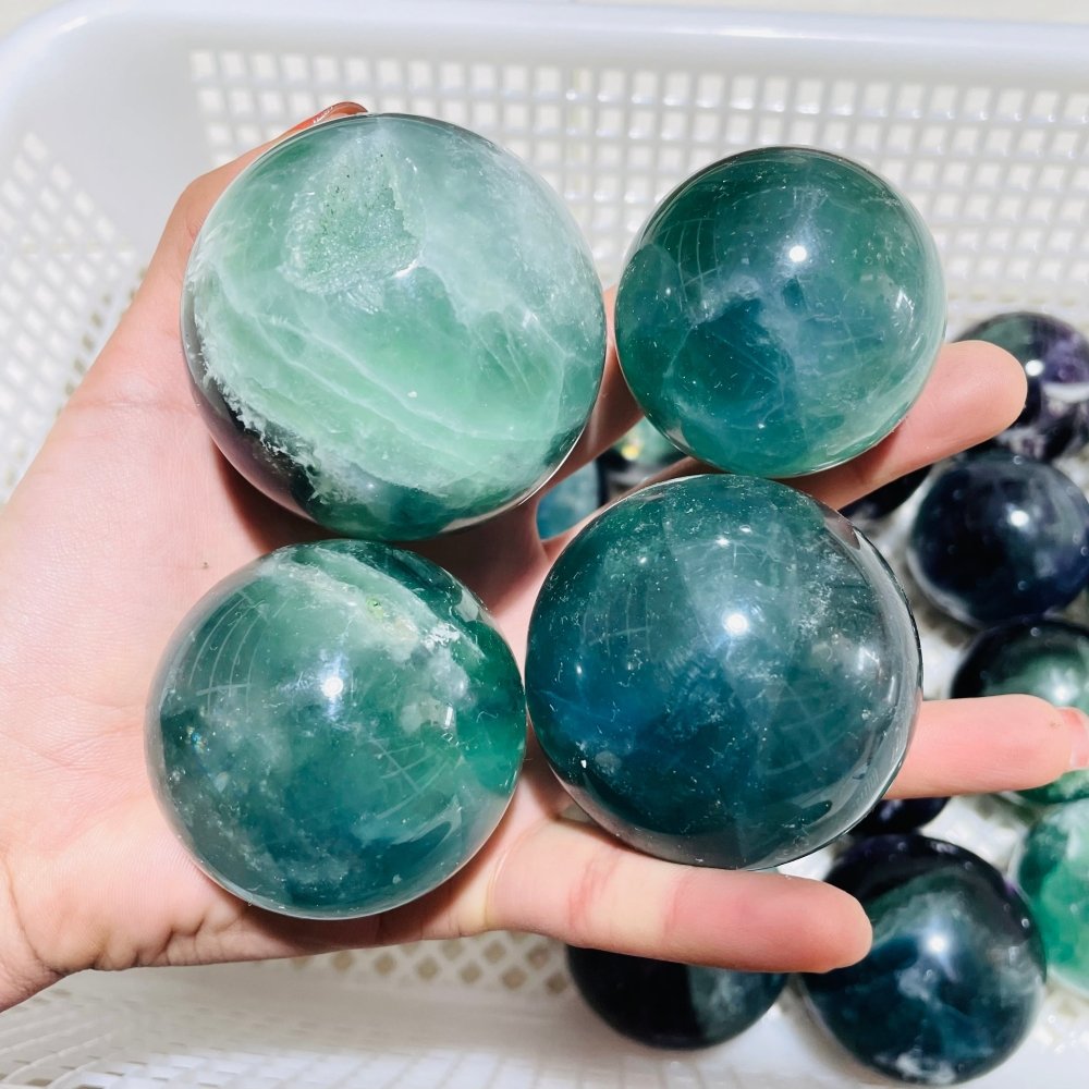 24 Pieces Feather Fluorite Sphere Ball -Wholesale Crystals