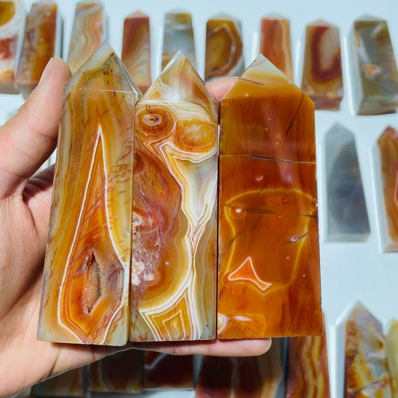 28 Pieces Four-Sided Carnelian Points -Wholesale Crystals