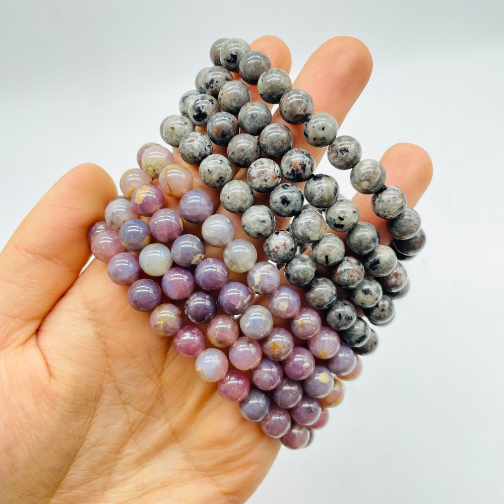 2Types Bracelet Wholesale Purple Rose Quartz Yooperlite -Wholesale Crystals
