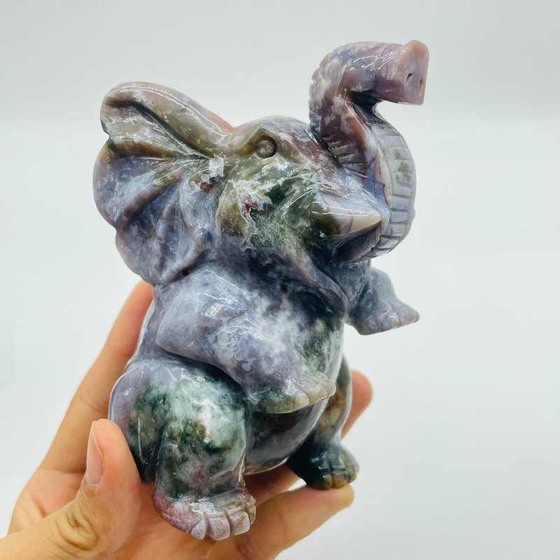 3 Pieces High Quality Large Ocean Jasper Elephant Carving -Wholesale Crystals