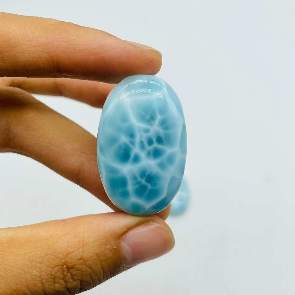 3 Pieces Semicircular Cabochon Larimar DIY Charms Dominican Republic Larimar -Wholesale Crystals