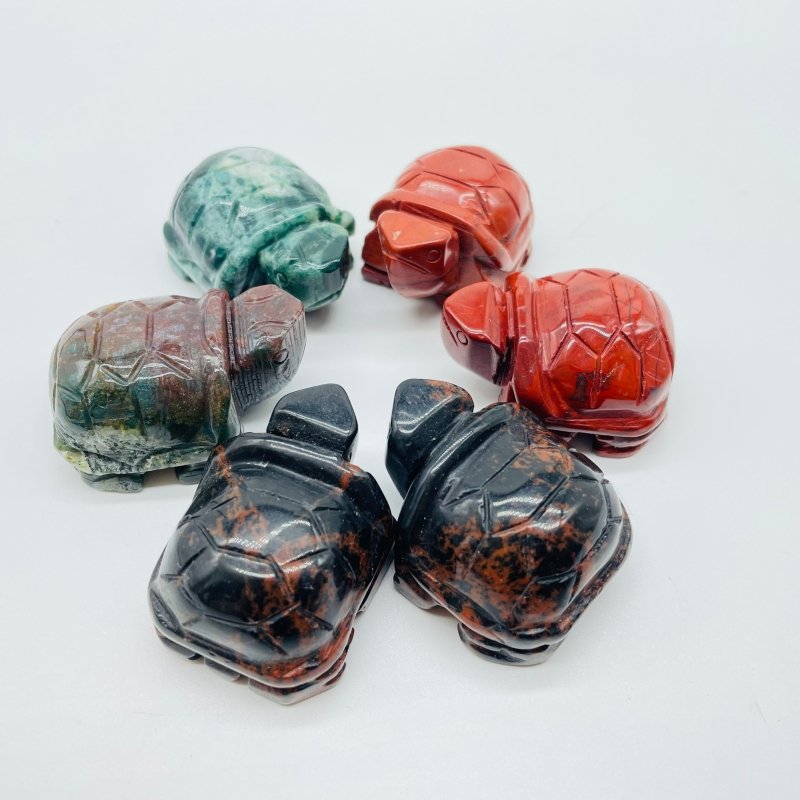 3 Types Turtle Carving Animals Wholesale Red Obsidian Moss Agate -Wholesale Crystals