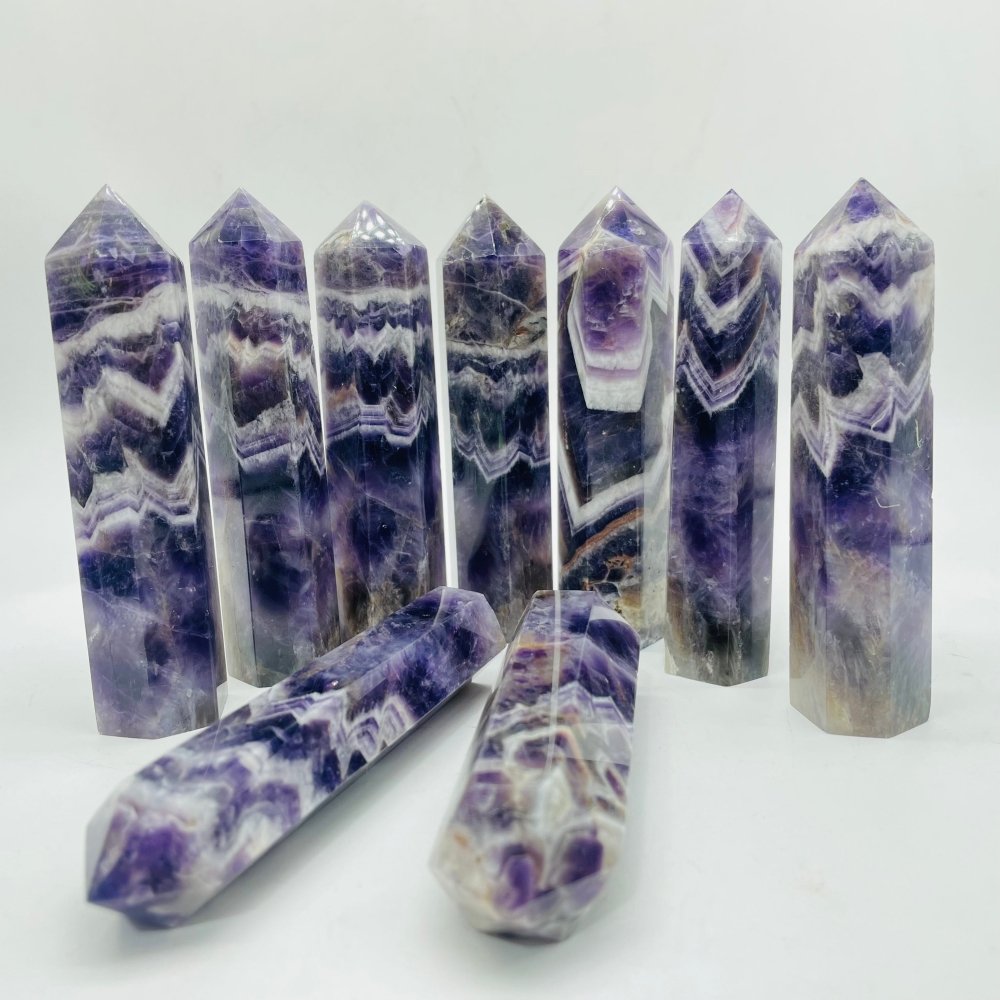 4-5in Dream Amethyst Chevron Point Tower Wholesale -Wholesale Crystals