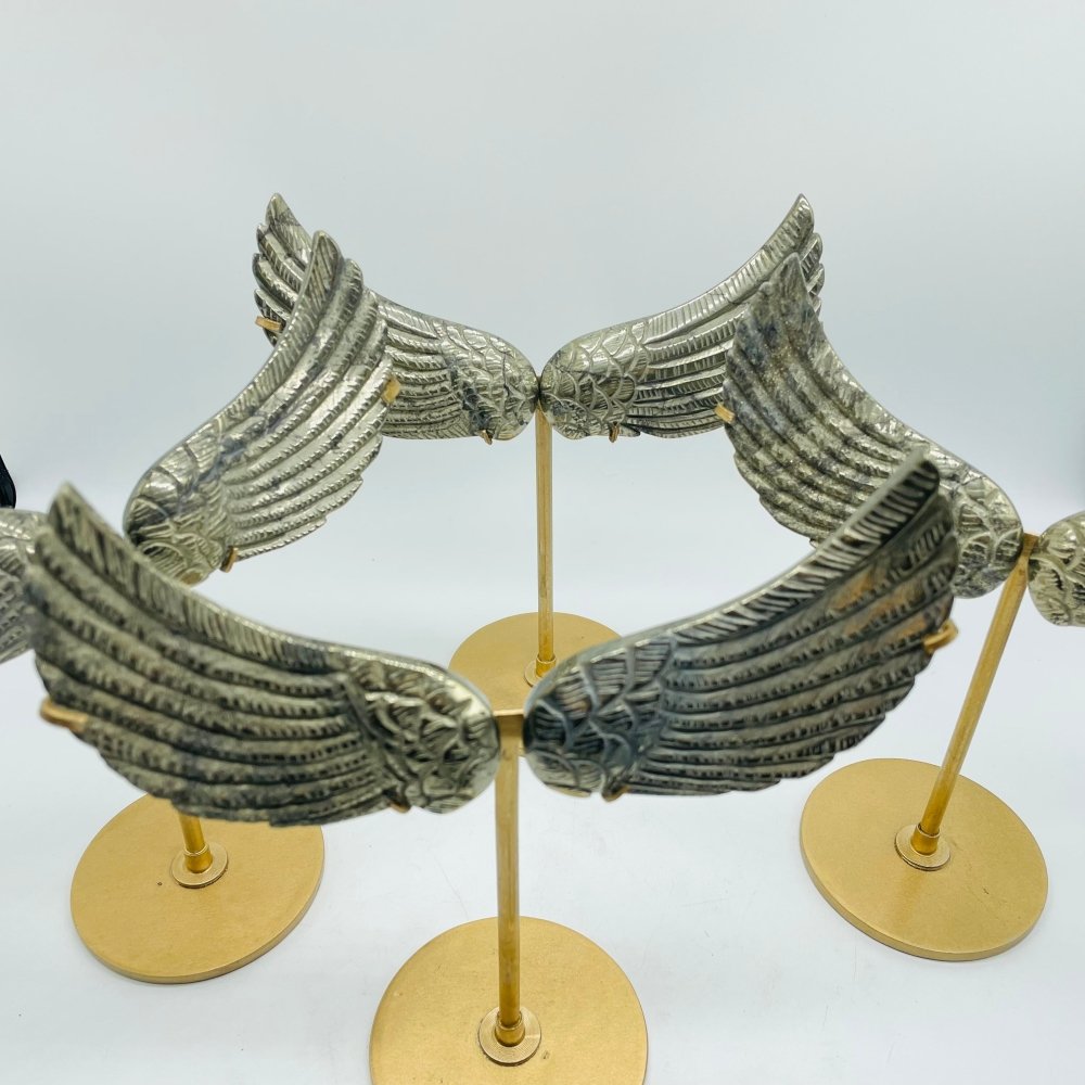4 Pairs High Quality Pyrite Angel Wing With Stand -Wholesale Crystals