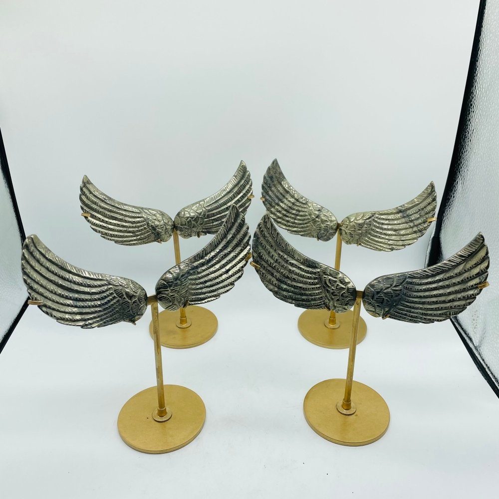 4 Pairs High Quality Pyrite Angel Wing With Stand -Wholesale Crystals