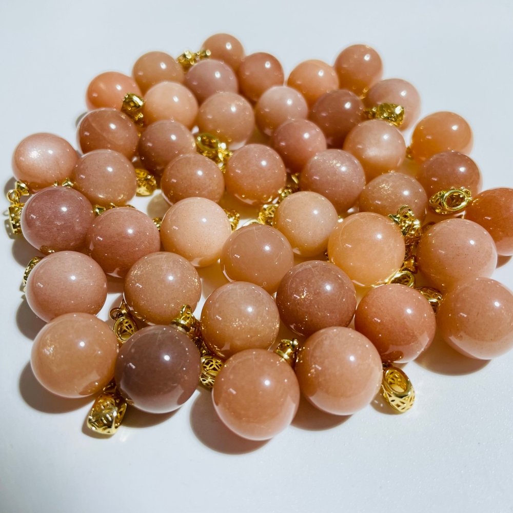 42 Pieces Sunstone Spheres Pendant -Wholesale Crystals