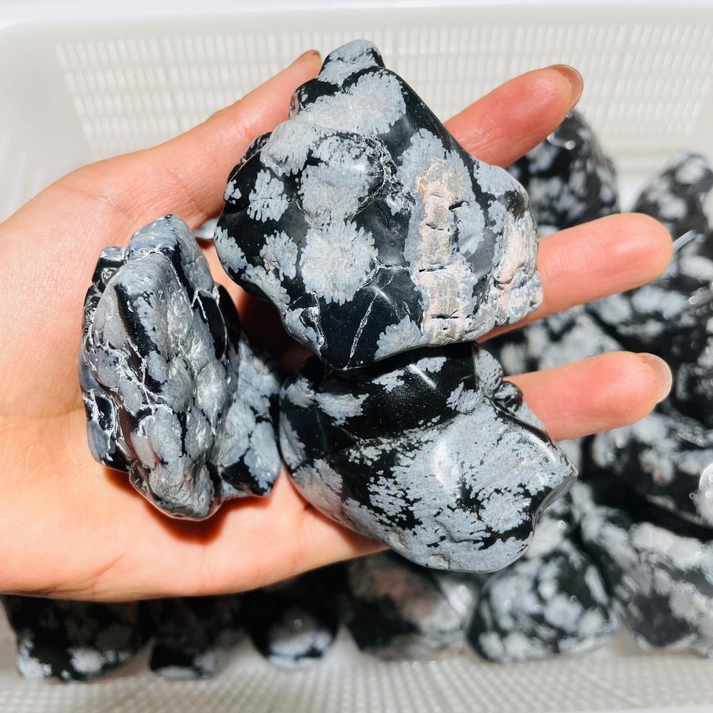 48 Pieces Polished Snowflake Obsidian Raw Free Form -Wholesale Crystals