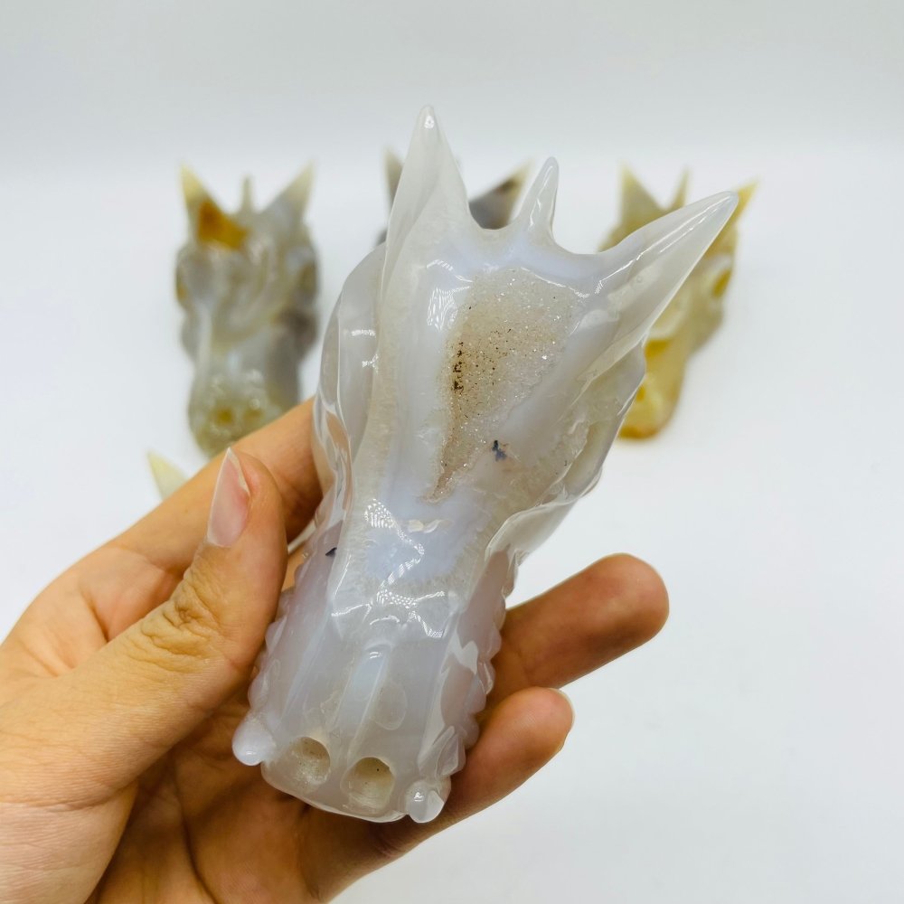 5 Pieces Beautiful Geode Agate Dragon Head Carving -Wholesale Crystals
