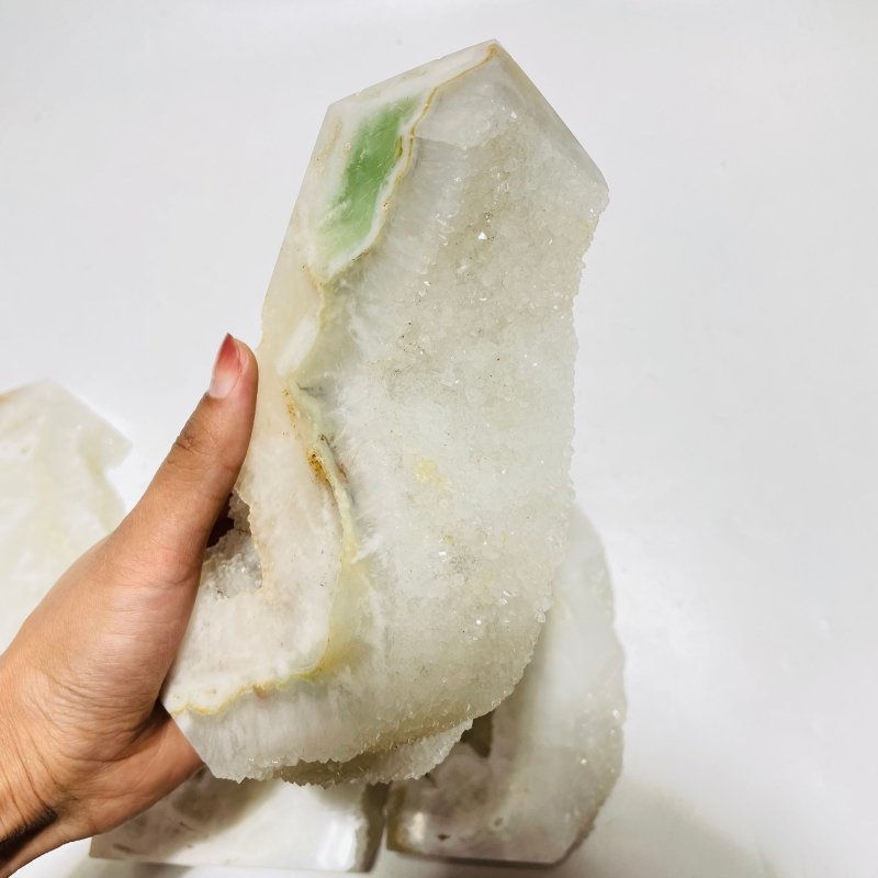 5 Pieces Large White Fluorite Druzy Geode Points -Wholesale Crystals