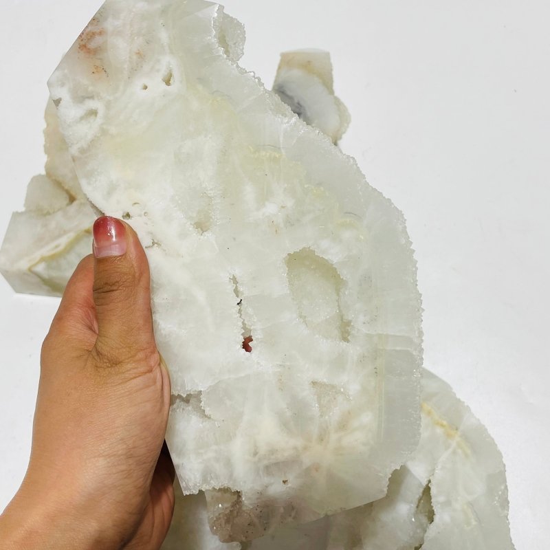 5 Pieces Large White Fluorite Druzy Geode Points -Wholesale Crystals