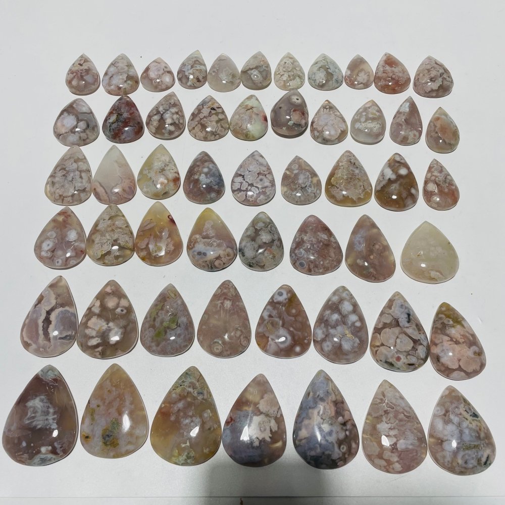53 Pieces High Quality Sakura Flower Agate Teardrop Pendant DIY -Wholesale Crystals