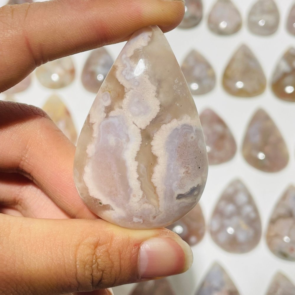 53 Pieces High Quality Sakura Flower Agate Teardrop Pendant DIY -Wholesale Crystals