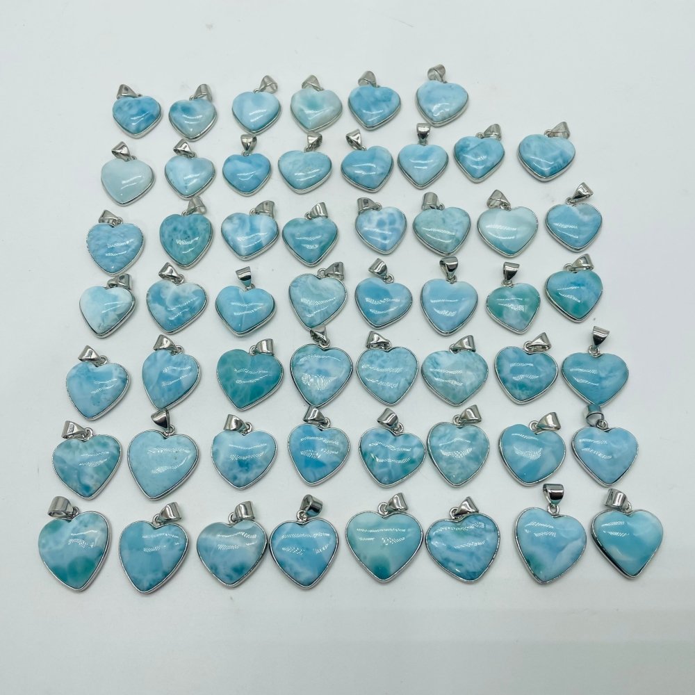 54 Pieces Larimar Heart Charm Pendant -Wholesale Crystals