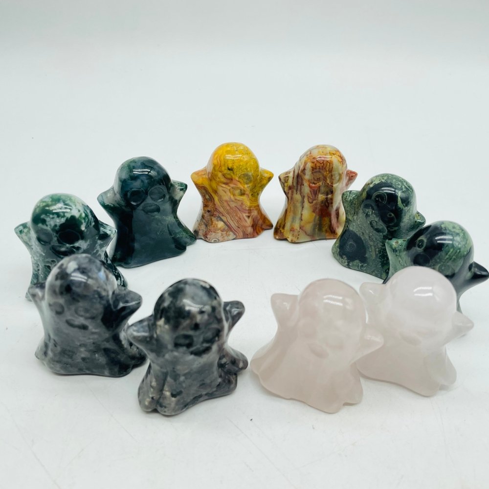5Types Ghost Crazy Agate & Moss Agate Halloween Carving Wholesale -Wholesale Crystals