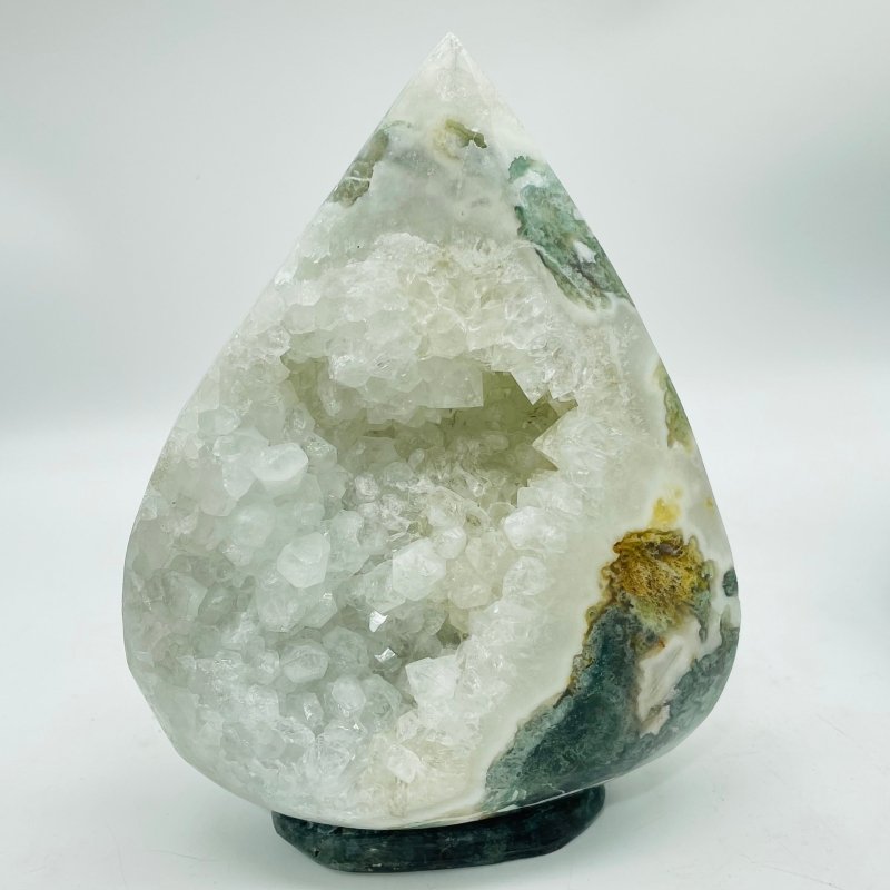 6 Pieces Large Geode Druzy Moss Agate Arrow Head - Wholesale Crystals