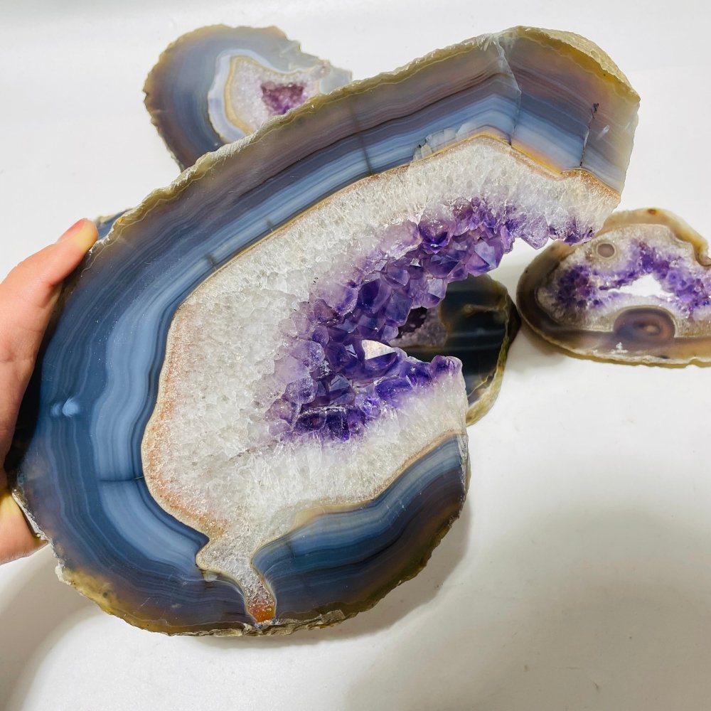 6 Pieces Large Polished Amethyst Geode Slab -Wholesale Crystals
