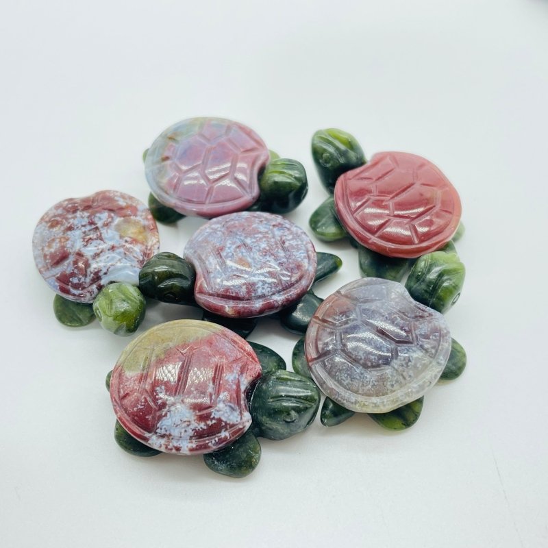 6 Types Turtle Carving Crystal Wholesale Tiger Eye Ocean Jasper - Wholesale Crystals