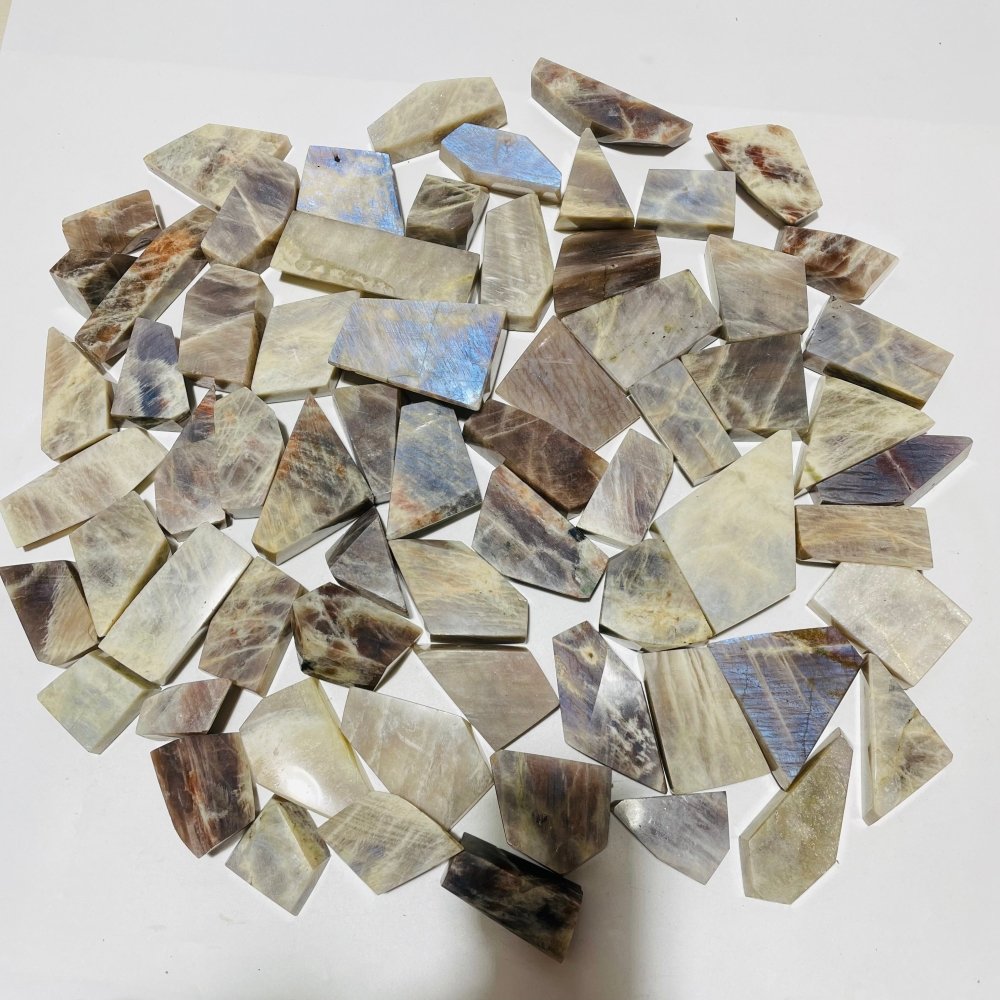 66 Pieces High Quality Blue Moonstone Mixed Sunstone Free Form -Wholesale Crystals