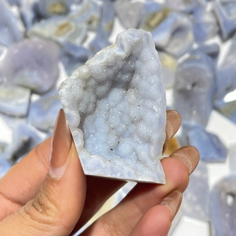 68 Pieces Small Blue Chalcedony Geode Druzy Free Form -Wholesale Crystals