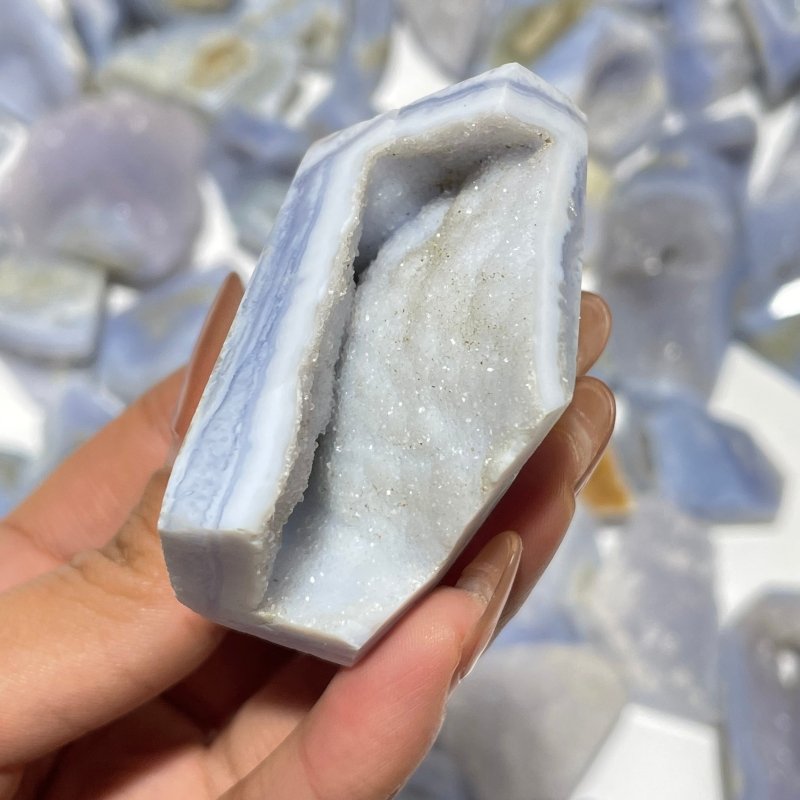 68 Pieces Small Blue Chalcedony Geode Druzy Free Form -Wholesale Crystals