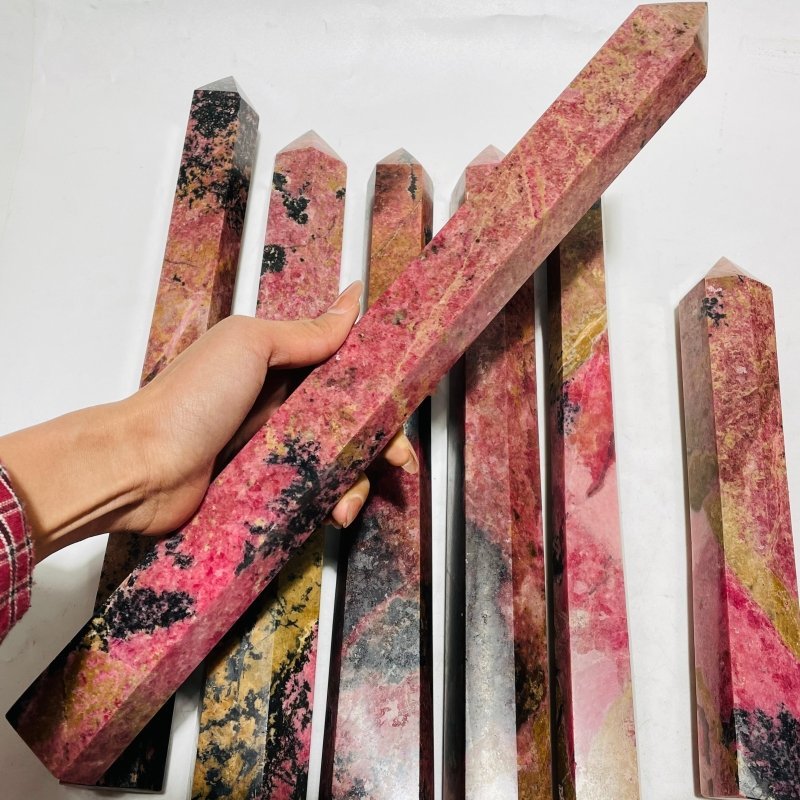 7 Pieces Beautiful Large Red Rhodonite Tower - Wholesale Crystals