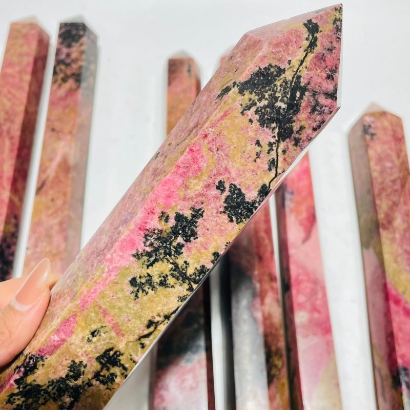 7 Pieces Beautiful Large Red Rhodonite Tower - Wholesale Crystals