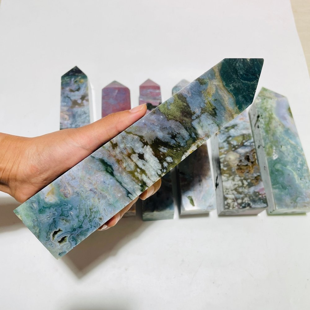 7 Pieces Large Ocean Jasper Four-Sided Tower Points -Wholesale Crystals