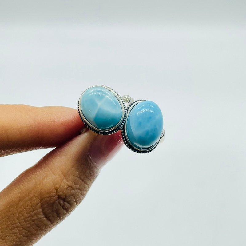 8 Pieces Beautiful Larimar Different Styles 925 Sterling Silver Rings -Wholesale Crystals