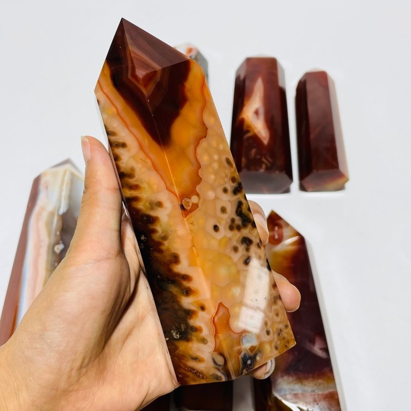 8 Pieces Fat Large Carnelian Points -Wholesale Crystals