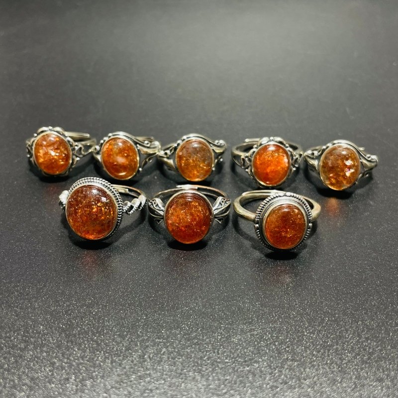 8 Pieces High Quality Sunstone Different Styles Sterling Silver Ring -Wholesale Crystals
