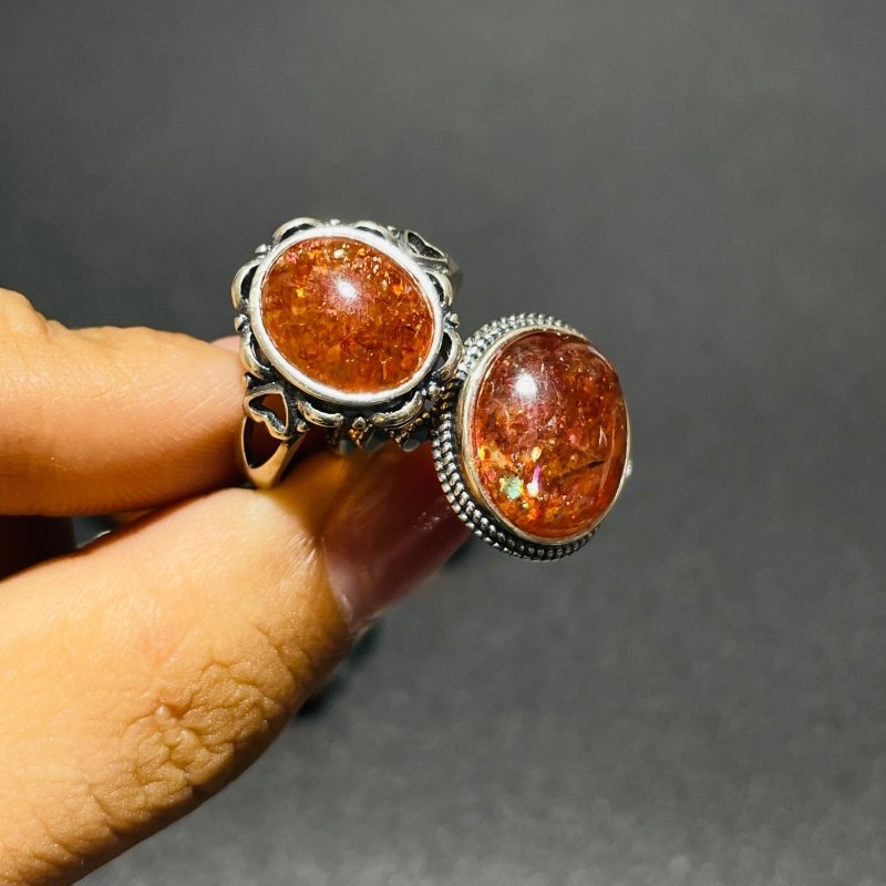 8 Pieces High Quality Sunstone Different Styles Sterling Silver Ring -Wholesale Crystals