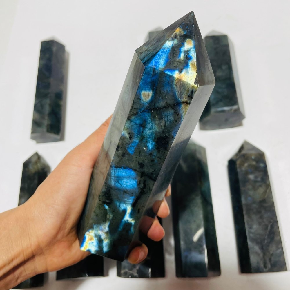 9 Pieces Large Labradorite Tower Point Clearance -Wholesale Crystals