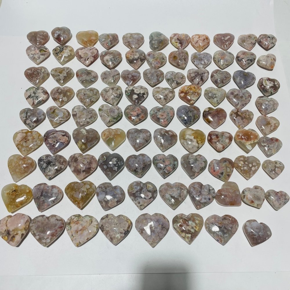 91 Pieces High Quality Sakura Flower Agate Heart -Wholesale Crystals
