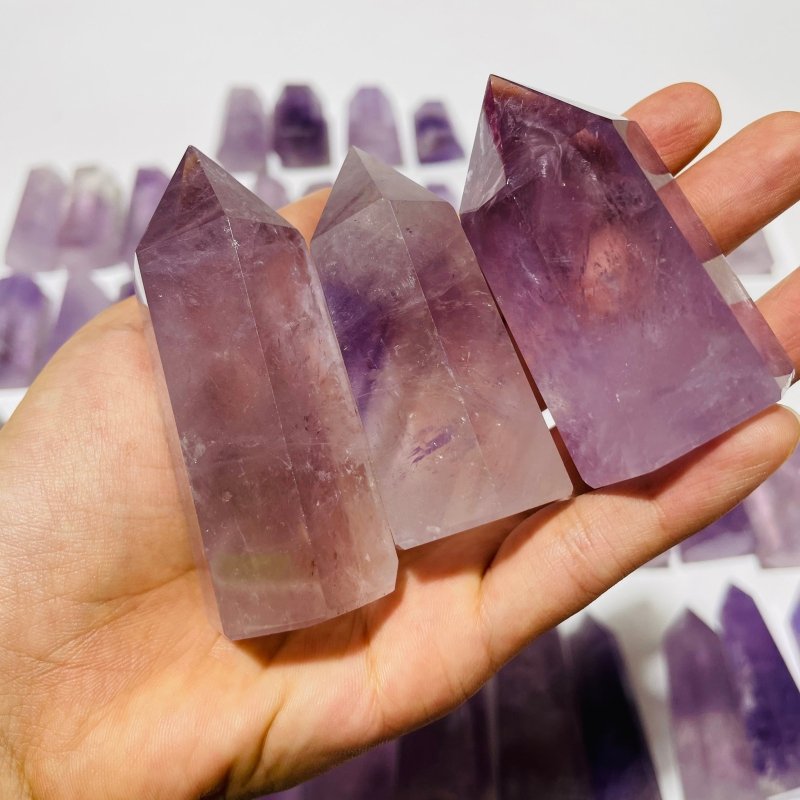 52 Pieces Fat Light Purple Lavender Amethyst Points -Wholesale Crystals