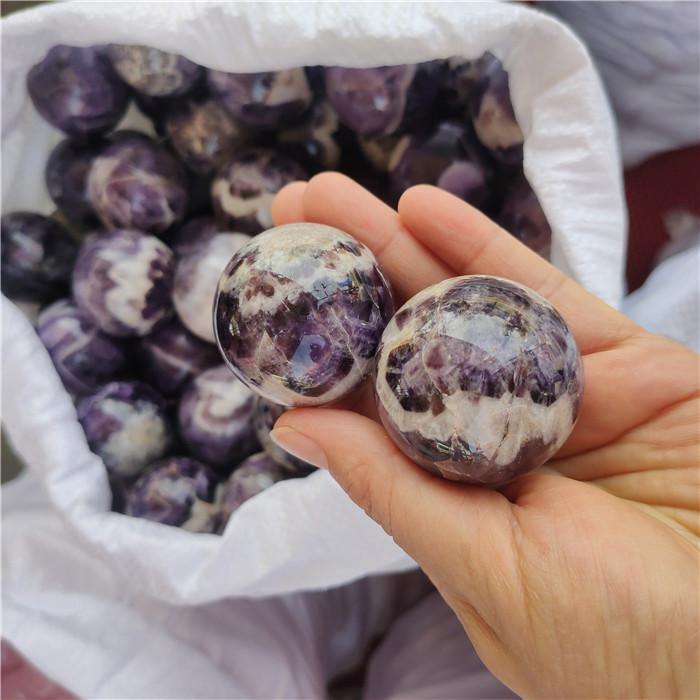 amethyst chevron sphere ball 1.5-2.5in(4-6.2cm) -Wholesale Crystals
