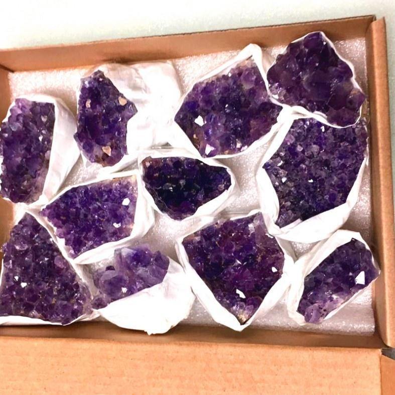 Dark purple amethyst cluster with box -Wholesale Crystals