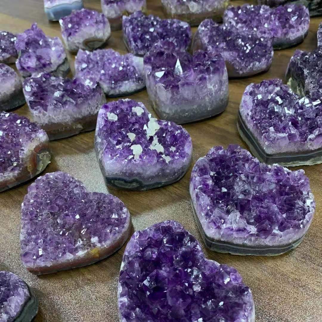 amethyst quartz heart stone -Wholesale Crystals