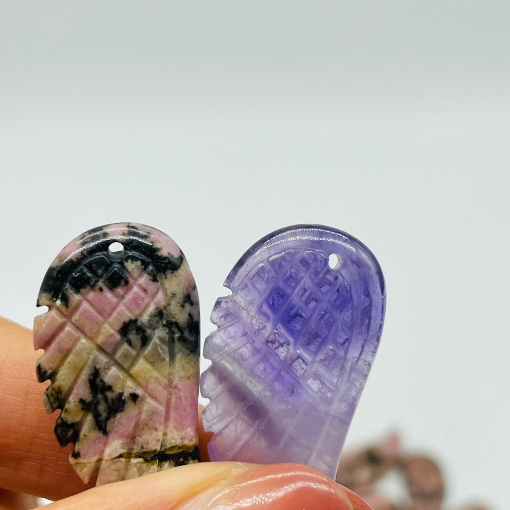 Angel Wing Carving Pendant Chevron Amethyst Rhodonite Wholesale -Wholesale Crystals